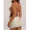 image:imageMakeMeChic Womens Sequin Sparkly Halter Tops Open Back Ruffle Split Party Night Out TopPink