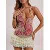 image:imageMakeMeChic Womens Sequin Sparkly Halter Tops Open Back Ruffle Split Party Night Out TopPink