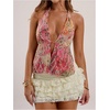image:imageMakeMeChic Womens Sequin Sparkly Halter Tops Open Back Ruffle Split Party Night Out TopPink