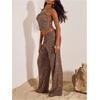 image:imageMakeMeChic Womens Sequin Tops Criss Cross Sleeveless Tie Side Y2K Going Out Cropped Tank TopsBrown