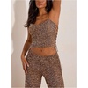 image:imageMakeMeChic Womens Sequin Tops Criss Cross Sleeveless Tie Side Y2K Going Out Cropped Tank TopsBrown