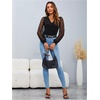 image:imageMakeMeChic Womens Sheer Mesh Puff Long Sleeve Shirts Going Out Tops Dressy Casual Work BlouseBlack