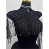 image:imageMakeMeChic Womens Sparkly Glitter T Shirt Rhinestone Fishnet Asymmetrical Party Club Going Out TopsBlack