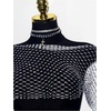 image:imageMakeMeChic Womens Sparkly Glitter T Shirt Rhinestone Fishnet Asymmetrical Party Club Going Out TopsLight Grey