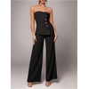 image:imageMakeMeChic Womens Strapless Tube Blazer Metal Button Backless Work Tank TopsBlack