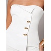 image:imageMakeMeChic Womens Strapless Tube Blazer Metal Button Backless Work Tank TopsWhite