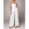 image:imageMakeMeChic Womens Strapless Tube Blazer Metal Button Backless Work Tank TopsWhite