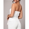 image:imageMakeMeChic Womens Strapless Tube Blazer Metal Button Backless Work Tank TopsWhite