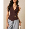 image:imageMakeMeChic Womens Summer Halter Wrap Tops Sleeveless V Neck Ruched Tie Fitted Trendy Going Out TopsCoffee Brown