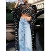 image:imageMakeMeChic Womens Summer Polka Dots Tops High Low Mesh Sheer Crewneck Y2K Poncho TopsBlack