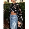 image:imageMakeMeChic Womens Summer Polka Dots Tops High Low Mesh Sheer Crewneck Y2K Poncho TopsBlack