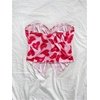 image:imageMakeMeChic Womens Summer Polka Dots Tops Strapless Tube Top Tie Front Ruched Backless Bandeau Crop TopsPink