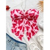 image:imageMakeMeChic Womens Summer Polka Dots Tops Strapless Tube Top Tie Front Ruched Backless Bandeau Crop TopsPink