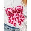image:imageMakeMeChic Womens Summer Polka Dots Tops Strapless Tube Top Tie Front Ruched Backless Bandeau Crop TopsPink