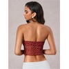 image:imageMakeMeChic Womens Summer Polka Dots Tops Strapless Tube Top Tie Front Ruched Backless Bandeau Crop TopsRed and White