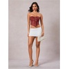 image:imageMakeMeChic Womens Summer Polka Dots Tops Strapless Tube Top Tie Front Ruched Backless Bandeau Crop TopsRed and White