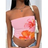 image:imageMakeMeChic Womens Tube Tops Floral Summer Crop Tops Strapless Backless Hawaiian TopPink