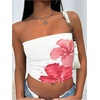image:imageMakeMeChic Womens Tube Tops Floral Summer Crop Tops Strapless Backless Hawaiian TopWhite