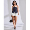 image:imageMakeMeChic Womens Tube Tops Strapless Sleeveless Striped Button Down Business Casual OutfitsBlue and White