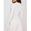image:imageMakeMeChic Womens Work Office Striped Button Down Shirt Bell Sleeve Dressy Blouse TopsMulticolor