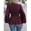image:imageMakeMeChic Womens Wrap V Neck Peplum Tops Stretchy Ruched Ruffle Business Casual Dressy Blouse ShirtsBurgundy