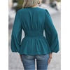 image:imageMakeMeChic Womens Wrap V Neck Peplum Tops Stretchy Ruched Ruffle Business Casual Dressy Blouse ShirtsTeal Blue