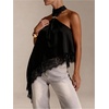 image:imageMakeMeChic Womens Y2K Club Satin Halter Top Lace Sleeveless Keyhole Metal Decor Tank TopsBlack