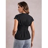 image:imageMakeMeChic Womens Y2K Summer Pleated Tie Front Tank Top Cap Sleeve V Neck Shirt TopsBlack