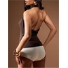 image:imageMakeMeChic Womens Y2k Deep V Cowl Neck Halter Tops Going Out Backless TopCoffee Brown