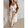 image:imageMakeMeChic Womens Y2k Sheer Chiffon Ruffle Tops Long Camisole Sleeveless Tie Front Flowy TopsWhite