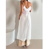 image:imageMakeMeChic Womens Y2k Sheer Chiffon Ruffle Tops Long Camisole Sleeveless Tie Front Flowy TopsWhite