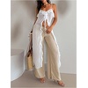 image:imageMakeMeChic Womens Y2k Sheer Chiffon Ruffle Tops Long Camisole Sleeveless Tie Front Flowy TopsWhite