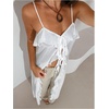 image:imageMakeMeChic Womens Y2k Sheer Chiffon Ruffle Tops Long Camisole Sleeveless Tie Front Flowy TopsWhite