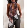 image:imageWomens Cheetah Halter Top Y2K Tie Front Backless Club Tank Tops