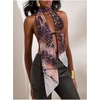 image:imageWomens Cheetah Halter Top Y2K Tie Front Backless Club Tank Tops