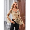 image:imageWomens Y2K Cold Shoulder Cheetah Floral Top Asymmetrical Ruffle ShirtMulticolor