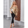 image:imageWomens Y2K Cold Shoulder Cheetah Floral Top Asymmetrical Ruffle ShirtMulticolor