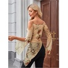 image:imageWomens Y2K Cold Shoulder Cheetah Floral Top Asymmetrical Ruffle ShirtMulticolor