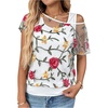 image:imageMakeMeChic Womens 2 in 1 Tee Shirt Short Sleeve Contrast Lace Asymmetrical Neck Summer TopWhite a