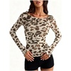 image:imageMakeMeChic Womens Animal Print Top Zebra Print Mesh Long Sleeve T Shirts Y2K Going Out Tops Concert OutfitsMulticolor