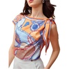 image:imageMakeMeChic Womens Boho T Shirt Crewneck Tie Bow Elegant Blouse TopsOrange