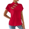 image:imageMakeMeChic Womens Chinese Shirts Summer Cheongsam Tops Mock Neck Buckle Short Sleeve BlouseRed