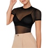 image:imageMakeMeChic Womens Concert Outfits Summer Mesh Sheer Shirts Short Sleeve See Through Black Top BlouseBlack