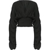 image:imageMakeMeChic Womens Deep V Neck Lantern Sleeve Crop Blouse Ruffle TopsBlack