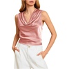 image:imageMakeMeChic Womens Draped Cowl Neck Tops Satin Tank Tops Silk Office Work Shirts Summer BlousesDusty Pink a