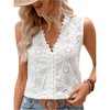 image:imageMakeMeChic Womens Eyelet Lace Blouse Tops Embroidery Sleeveless V Neck Blouses ShirtWhite