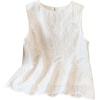 image:imageMakeMeChic Womens Floral Blouse Eyelet Embroidery Sleeveless Crew Neck Boho Dressy Shirt TopsWhite