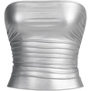image:imageMakeMeChic Womens Leather Gold Tops Summer Tube Tops Ruched Sleeveless Slim Fit Strapless Club Concert ShirtsSilver