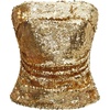image:imageMakeMeChic Womens Metallic Sequin Strapless Tube Top Sparkly Ruched Party Night Out Crop TopsGold