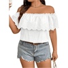 image:imageMakeMeChic Womens Off The Shoulder Tops Lace Summer Blouse Boho TopsWhiteplus